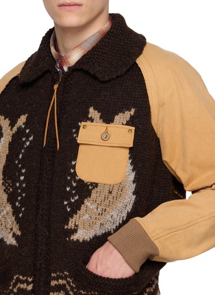  - KHOKI - Fish Intarsia Zip Up Knit Sweater