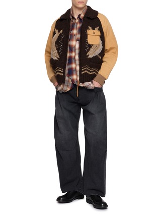Figure View - Click To Enlarge - KHOKI - Fish Intarsia Zip Up Knit Sweater