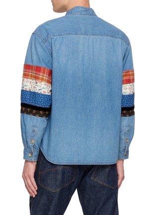 Back View - Click To Enlarge - KHOKI - Patchwork Sleeve Cotton Denim Overshirt