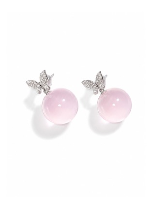 Detail View - Click To Enlarge - HEALORA - Sakura Butterfly Reverie Rose Quartz Earrings