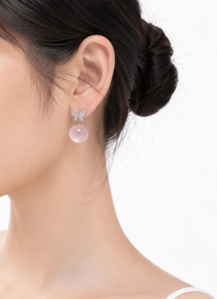 Detail View - Click To Enlarge - HEALORA - Sakura Butterfly Reverie Rose Quartz Earrings
