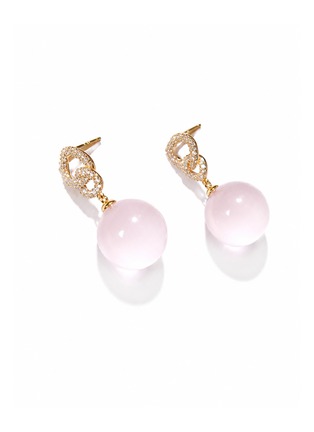 Detail View - Click To Enlarge - HEALORA - Moonblush Whisper Rose Quartz Earrings