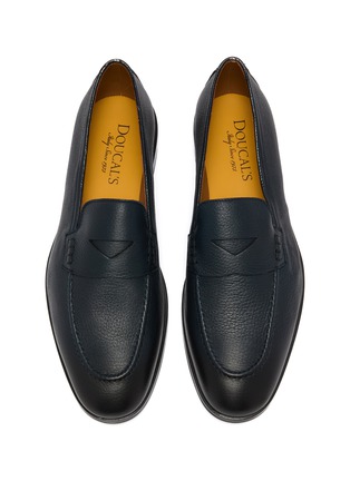 Detail View - Click To Enlarge - DOUCAL'S - Adler Grained Leather Penny Loafers
