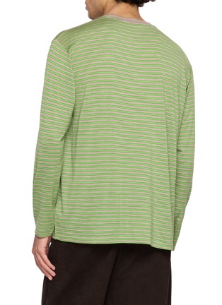 Back View - Click To Enlarge - AURALEE - Striped Wool Jersey T-shirt
