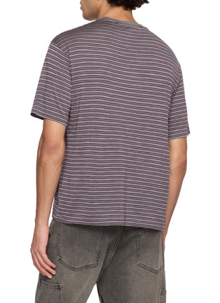 Back View - Click To Enlarge - AURALEE - Striped Wool Jersey T-shirt