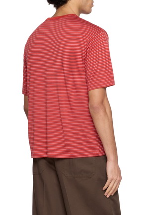 Back View - Click To Enlarge - AURALEE - Striped Wool Jersey T-shirt