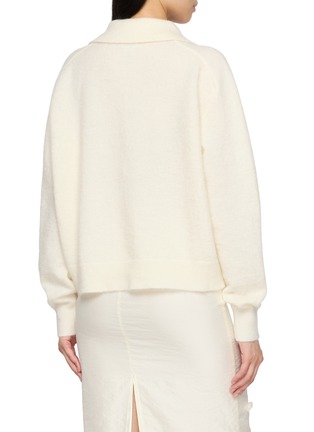 Back View - Click To Enlarge - ATELIER EDITION - Floral Beaded Collared Knit Sweater