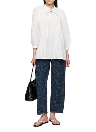 Figure View - Click To Enlarge - EPINGLER - Tie Neck Tuck Blouse