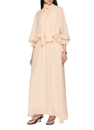 Figure View - Click To Enlarge - LA MAISON JADE - Scarf Neck Tie Waist Maxi Dress