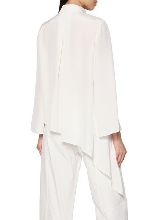 Back View - Click To Enlarge - LA MAISON JADE - Long Sleeve Stand Collar Wrap Irregular Hem Silk Charmeuse Top