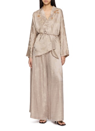 Figure View - Click To Enlarge - LA MAISON JADE - Hand-Beaded Jacquard Wrap Coat