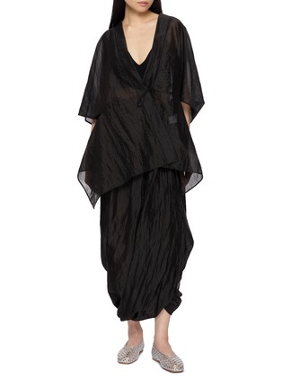 Figure View - Click To Enlarge - LA MAISON JADE - Crinkled V-Neck Wrap Jacket