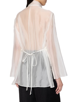 Back View - Click To Enlarge - LA MAISON JADE - Floral Embroidered Silk Organza Faux Two-Piece Shirt