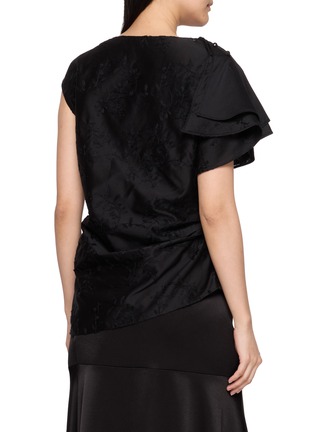 Back View - Click To Enlarge - LA MAISON JADE - Floral Embroidered Off Shoulder Silk Cotton Top