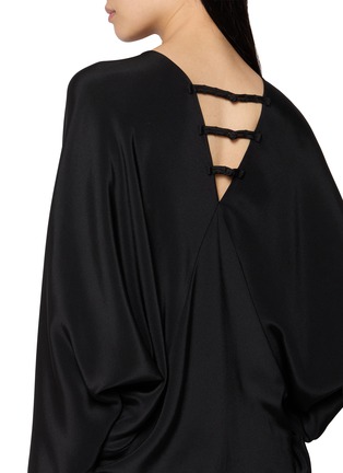  - LA MAISON JADE - Long Sleeve Open Back V-Neck Silk Top