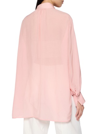 Back View - Click To Enlarge - LA MAISON JADE - Long Sleeve Hand-Beaded Appliqué Silk Wrap Top