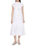 LA MAISON JADE Mandarin Collar Embellished Flower Appliqué Dress