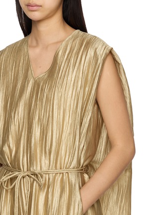  - LA MAISON JADE - V-Neck Pleated Hand-Embroidered Midi Dress