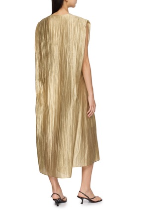 Back View - Click To Enlarge - LA MAISON JADE - V-Neck Pleated Hand-Embroidered Midi Dress
