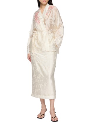 Figure View - Click To Enlarge - LA MAISON JADE - Flocked Jacquard Midi Skirt