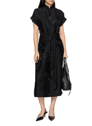 Figure View - Click To Enlarge - LA MAISON JADE - Mandarin Collar Jacquard Midi Dress