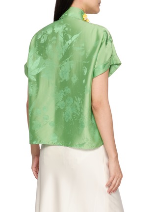 Back View - Click To Enlarge - LA MAISON JADE - Mandarin Collar Flower Appliqué Shirt