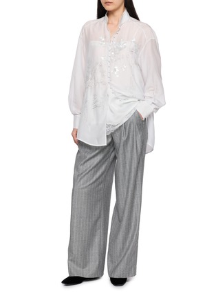 Figure View - Click To Enlarge - LA MAISON JADE - Desert Rose Embroidered Chinese Stand Collar Shirt