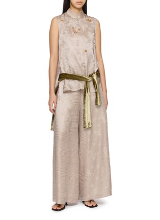 Figure View - Click To Enlarge - LA MAISON JADE - Jacquard Hand-Beaded Sleeveless Shirt