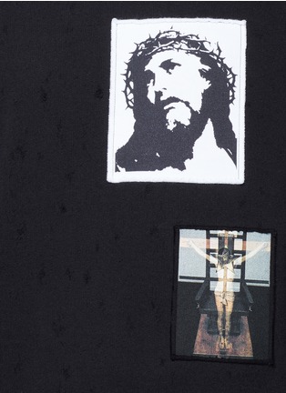 Detail View - Click To Enlarge - GIVENCHY - Jesus patch distressed cotton sweatshirt