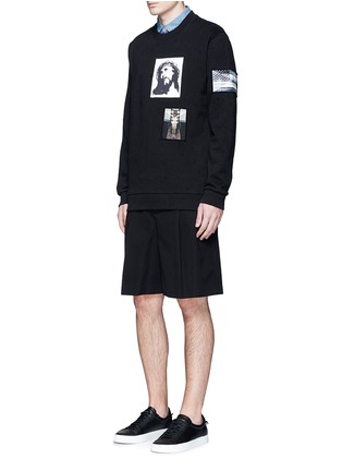Figure View - Click To Enlarge - GIVENCHY - Jesus patch distressed cotton sweatshirt