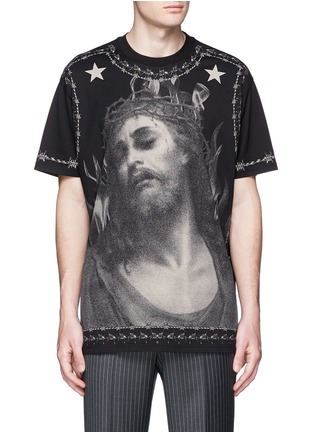 Main View - Click To Enlarge - GIVENCHY - Barb wire Jesus print T-shirt