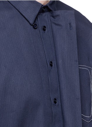 Detail View - Click To Enlarge - GIVENCHY - Contrast stitch pocket cotton herringbone shirt