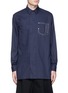Main View - Click To Enlarge - GIVENCHY - Contrast stitch pocket cotton herringbone shirt