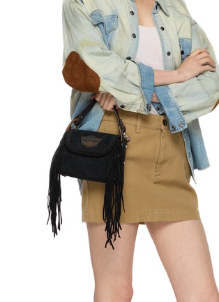 Figure View - Click To Enlarge - EL VAQUERO - Daria Frindged Leather Suede Bag
