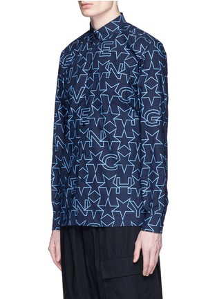 Front View - Click To Enlarge - GIVENCHY - Monogram print cotton poplin shirt