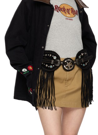 Figure View - Click To Enlarge - EL VAQUERO - Cara Studded Leather Suede Belt