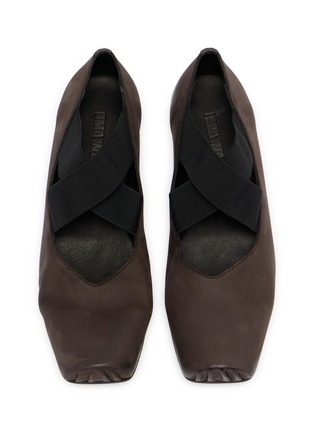 Detail View - Click To Enlarge - UMA WANG - Crisscross Elastic Band Leather Ballet Flats