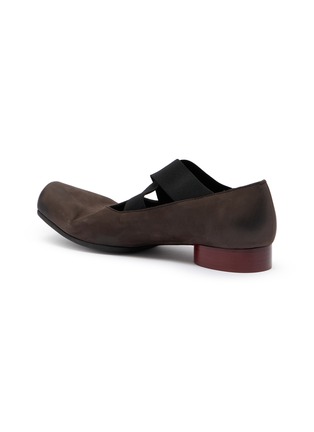  - UMA WANG - Crisscross Elastic Band Leather Ballet Flats