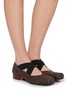 Figure View - Click To Enlarge - UMA WANG - Crisscross Elastic Band Leather Ballet Flats