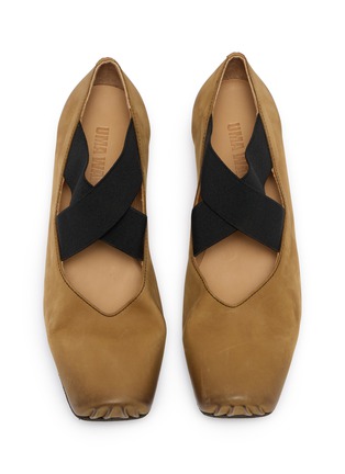 Detail View - Click To Enlarge - UMA WANG - Crisscross Elastic Band Leather Ballet Flats