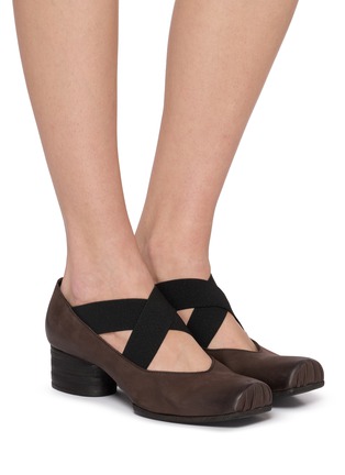 Figure View - Click To Enlarge - UMA WANG - 45 Crisscross Elastic Band Leather Ballet Pumps
