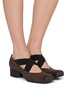 Figure View - Click To Enlarge - UMA WANG - 45 Crisscross Elastic Band Leather Ballet Pumps