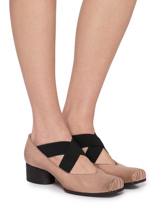 Figure View - Click To Enlarge - UMA WANG - 45 Crisscross Elastic Band Leather Ballet Pumps