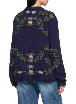 Back View - Click To Enlarge - BAZISZT - Curiosa Floral Embroidered Knit Cardigan