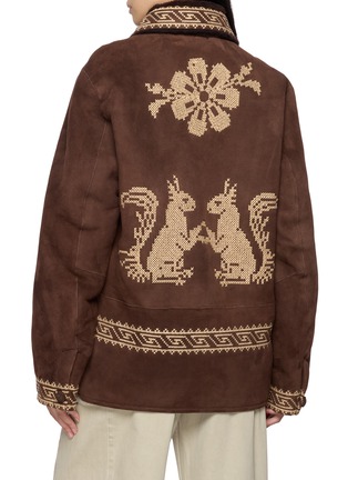 Back View - Click To Enlarge - BAZISZT - Squi Squirrel Embroidered Shearling Coat