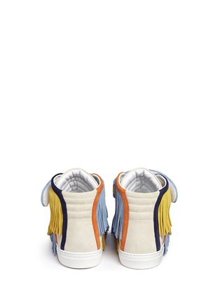Back View - Click To Enlarge - PIERRE HARDY - Fringe strap suede high-top sneakers