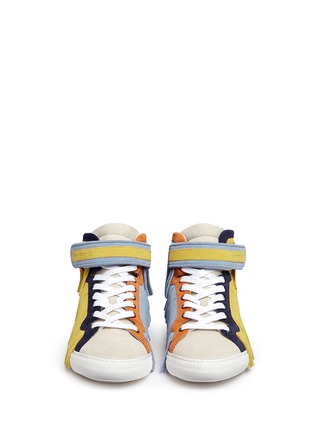 Front View - Click To Enlarge - PIERRE HARDY - Fringe strap suede high-top sneakers