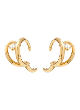 Detail View - Click To Enlarge - CHARLOTTE CHESNAIS - Serti Sculpté 18K Gold Diamond Single Hoop Earring — Right