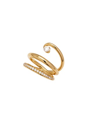 Detail View - Click To Enlarge - CHARLOTTE CHESNAIS - Double Serti Sculpté 18K Gold Diamond Ring — EU 53