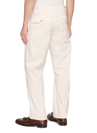 Back View - Click To Enlarge - FORTELA - Straight Leg Herringbone Cotton Fatigue Pants